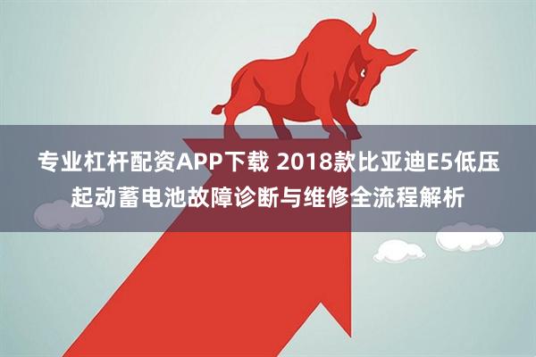 专业杠杆配资APP下载 2018款比亚迪E5低压起动蓄电池故障诊断与维修全流程解析