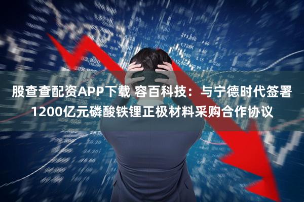 股查查配资APP下载 容百科技：与宁德时代签署1200亿元磷酸铁锂正极材料采购合作协议