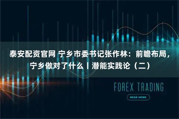 泰安配资官网 宁乡市委书记张作林：前瞻布局，宁乡做对了什么丨潜能实践论（二）