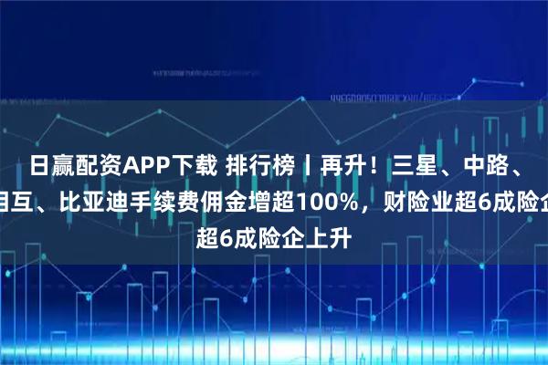 日赢配资APP下载 排行榜丨再升！三星、中路、汇友相互、比亚迪手续费佣金增超100%，财险业超6成险企上升